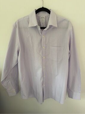 Brooks Brothers Lavender and White Fine-Stripe Dress Shirt